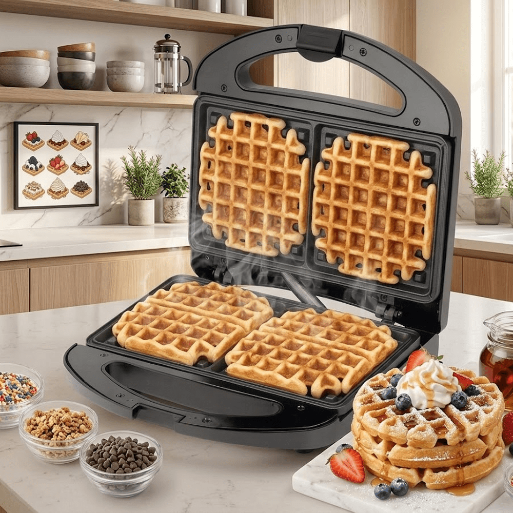 Máquina de Mini Donas 8 en 1 con Placas Intercambiables - Acero Inoxidable - Imova.pe