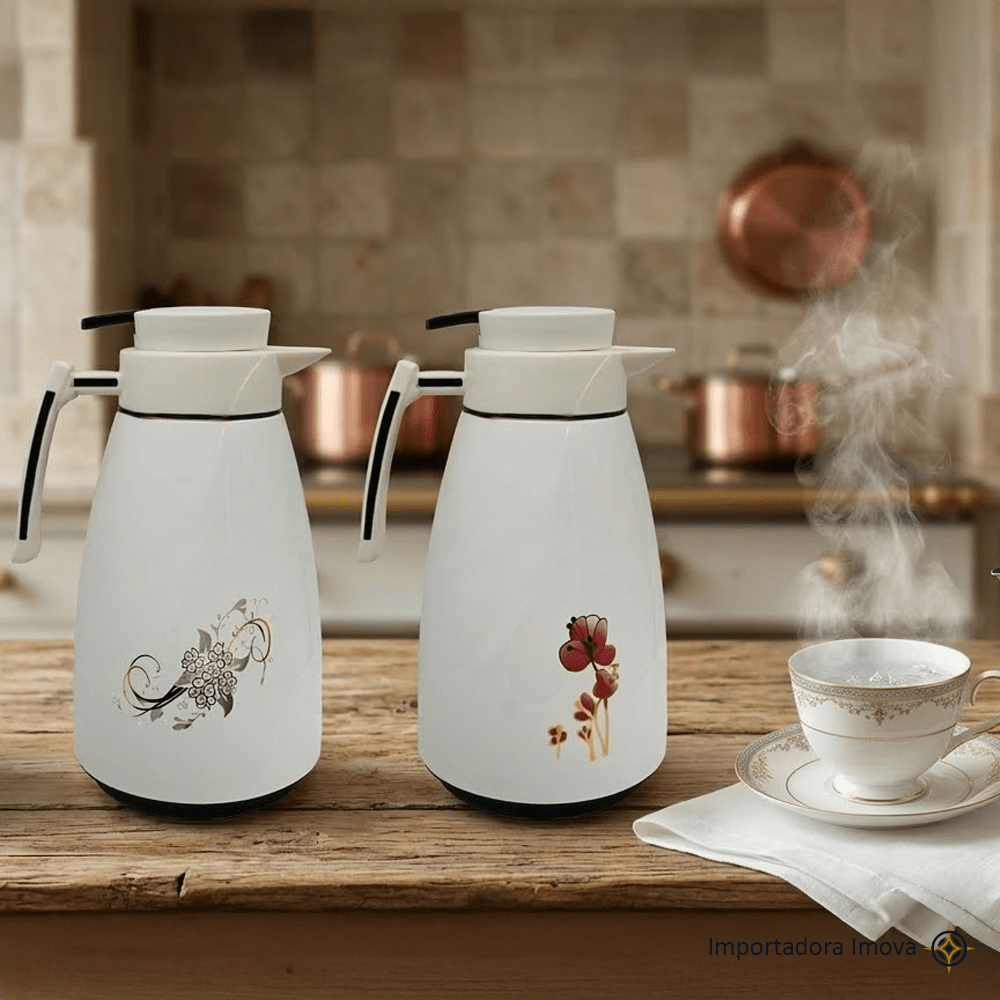 Termo con Filtro 2 Litros – Jarra Térmica de Vidrio con Diseño Decorativo - Imova.pe