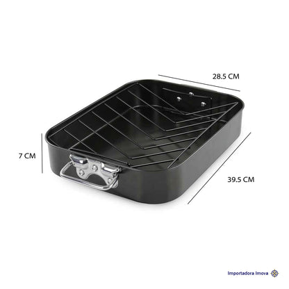 Bandeja para Horno Antiadherente con Rejilla y Asas Plegables - Imova.pe