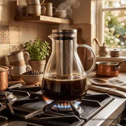 Cafetera de Vidrio Borosilicato 1500 ml con Filtro – Resistente a Fuego Directo - Imova.pe