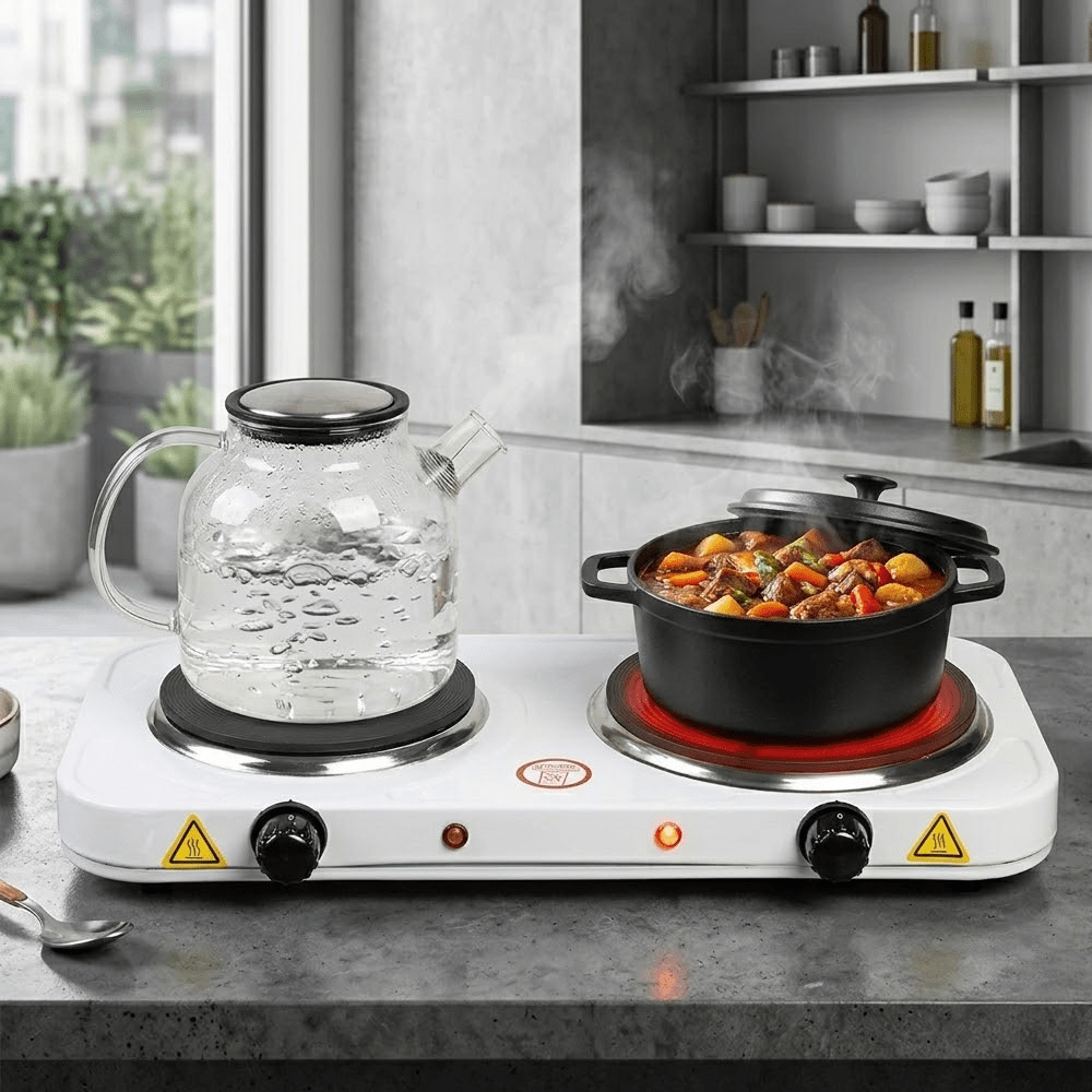 Cocina Eléctrica de 2 Hornillas de Acero Inoxidable - Imova.pe