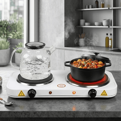 Cocina Eléctrica de 2 Hornillas de Acero Inoxidable - Imova.pe