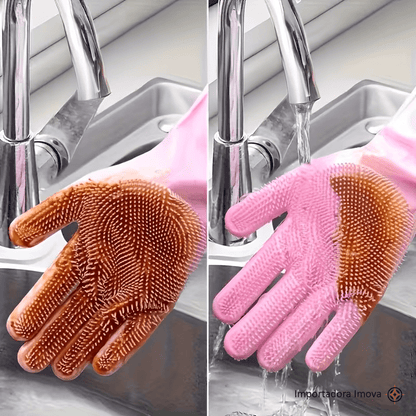 Guantes de Silicona Multiuso con Cerdas Limpiadoras - Imova.pe