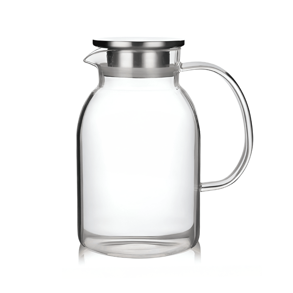 Jarra de Vidrio Borosilicato 2200 ml con Tapa de Acero – Resistente a Fuego Directo - Imova.pe