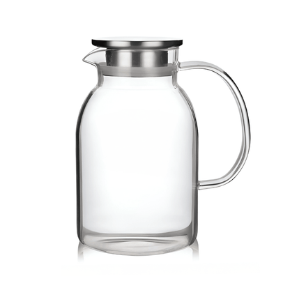 Jarra de Vidrio Borosilicato 2200 ml con Tapa de Acero – Resistente a Fuego Directo - Imova.pe