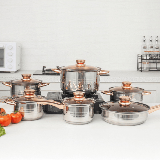 Juego de Ollas 12 Piezas Acero Inoxidable - Imova.pe