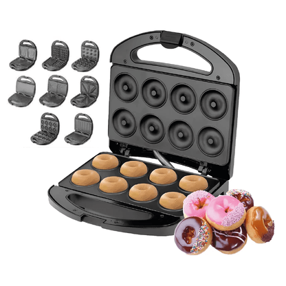 Máquina de Mini Donas 8 en 1 con Placas Intercambiables - Acero Inoxidable - Imova.pe