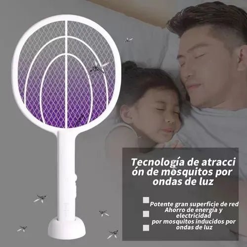 Matamosca Eléctrico con Luz UV Recargable – Blanco 42.8×21 cm - Imova.pe