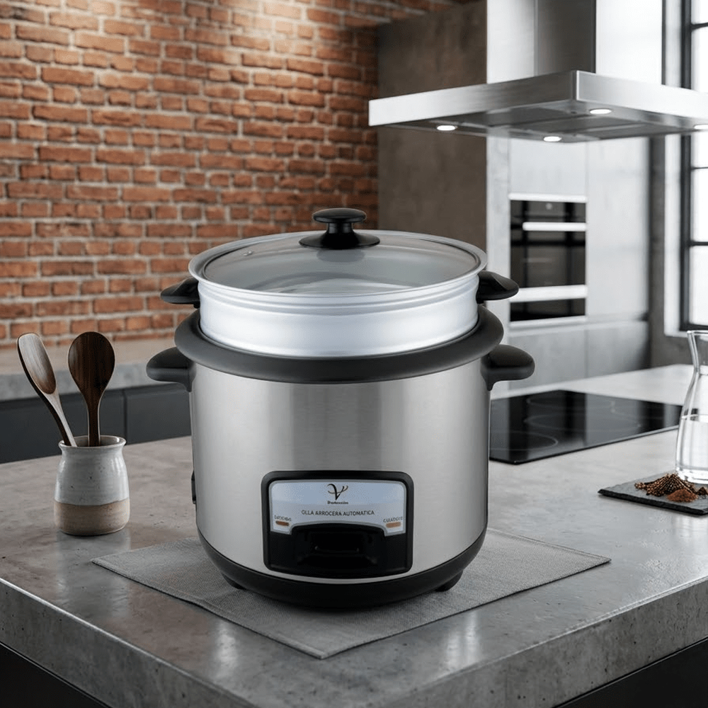 Olla Arrocera Eléctrica 1.8 Litros con Vaporera de Acero Inoxidable - Imova.pe