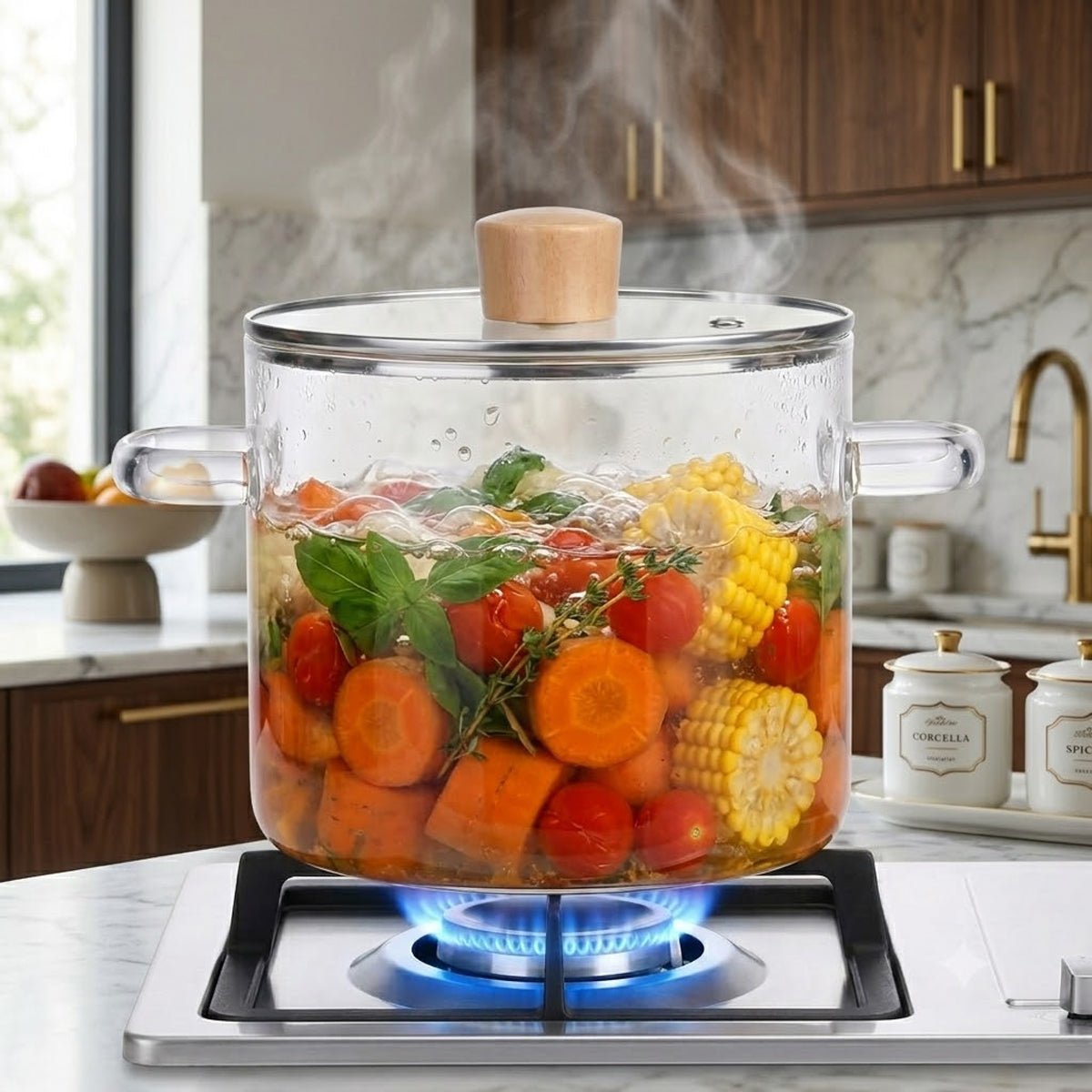 Olla de Vidrio Borosilicato 3.5 Litros Resistente al Calor - Imova.pe