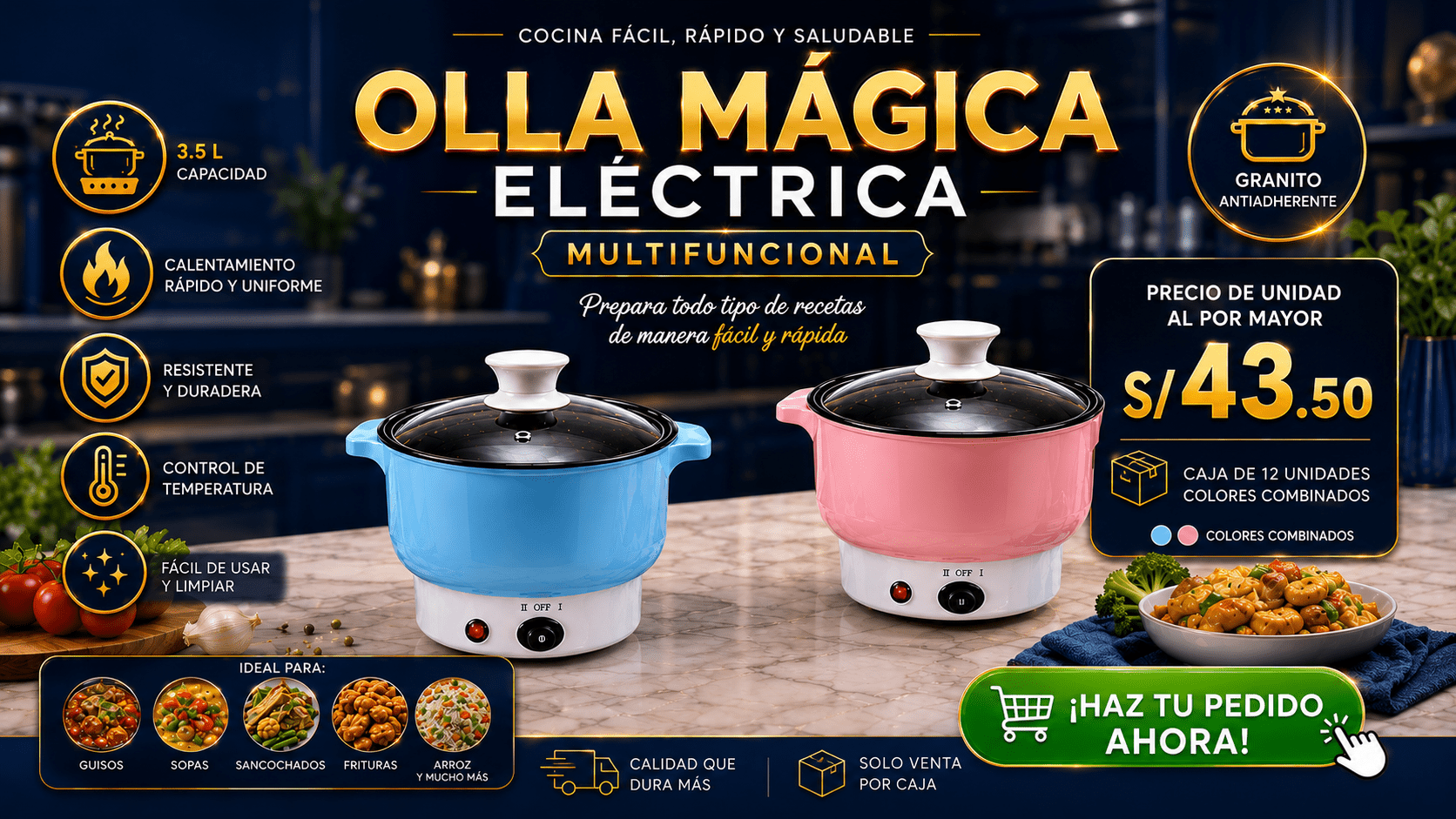 Olla Mágica Eléctrica Multifuncional 3.5 Litros - Imova.pe