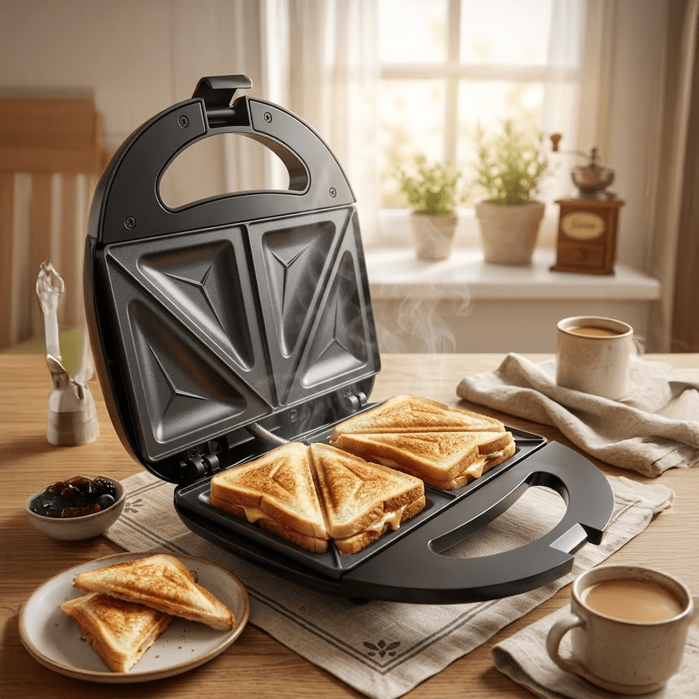 Sandwichera Eléctrica de 750W - Antiadherente - Imova.pe