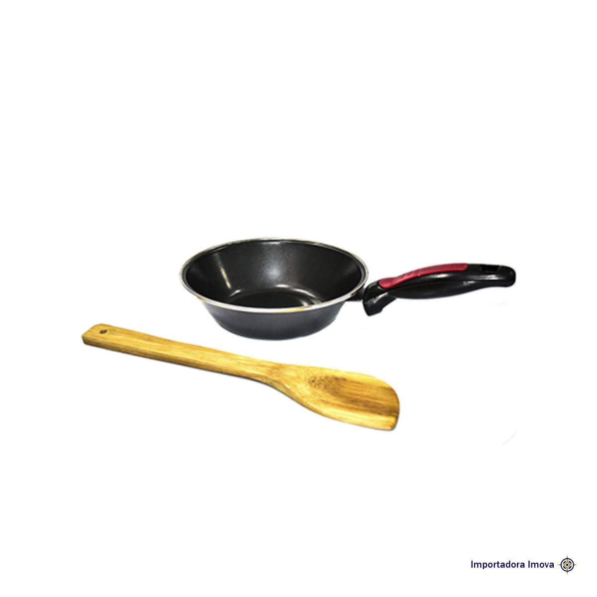 Sartén de Acero Inoxidable Antiadherente 18 cm + Espátula de Madera - Imova.pe