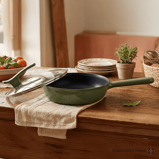 Sartén de Aluminio Premium 31.5 cm con Revestimiento de Cerámica y Tapa - Imova.pe