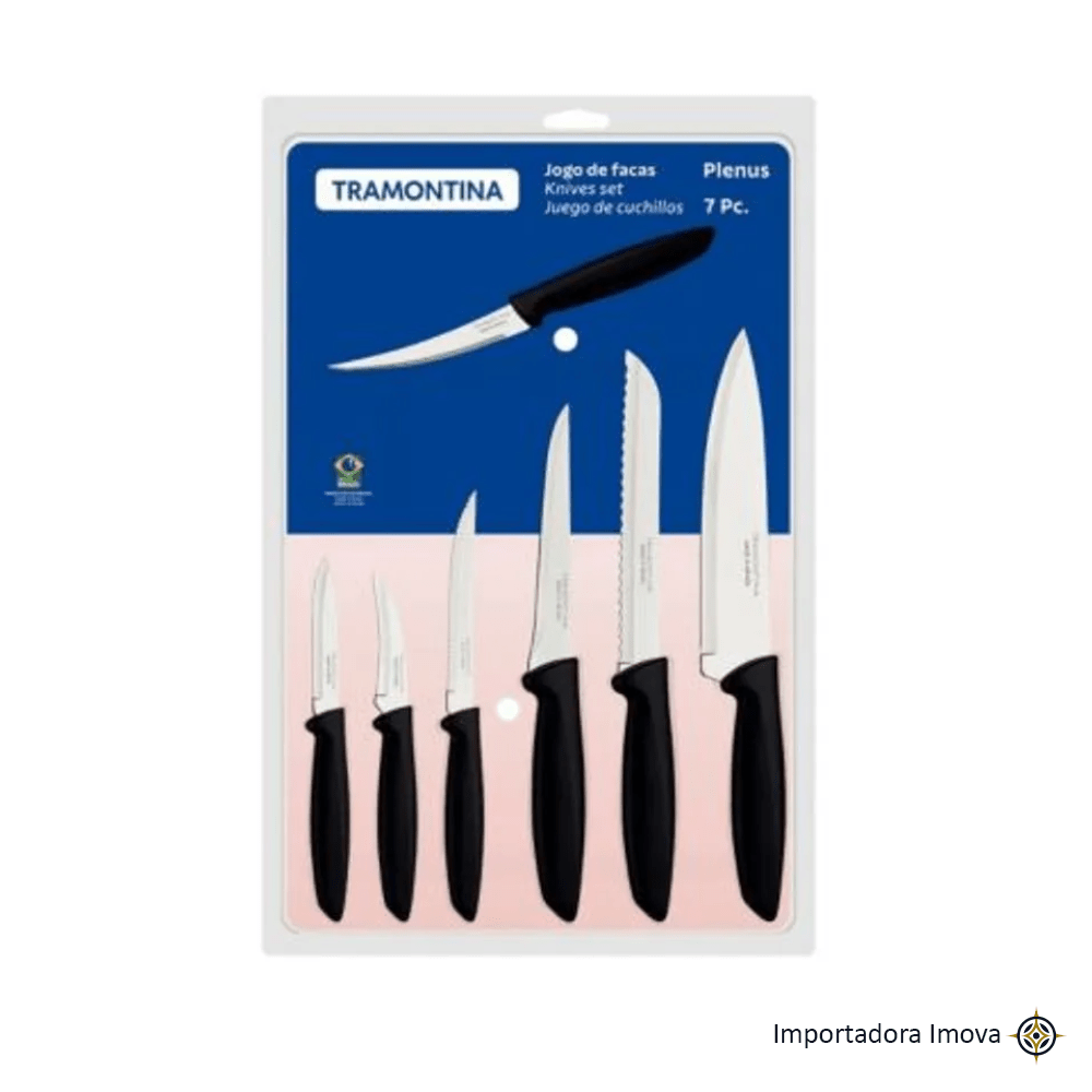Set de Cuchillos Tramontina 7 Piezas Acero Inoxidable con Mango de Polipropileno - Imova.pe