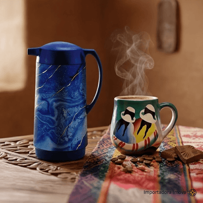 Termo con Ampolla de Vidrio 1 Litro Diseño Decorativo – Jarra Térmica - Imova.pe