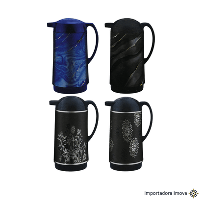 Termo con Ampolla de Vidrio 1 Litro Diseño Decorativo – Jarra Térmica - Imova.pe