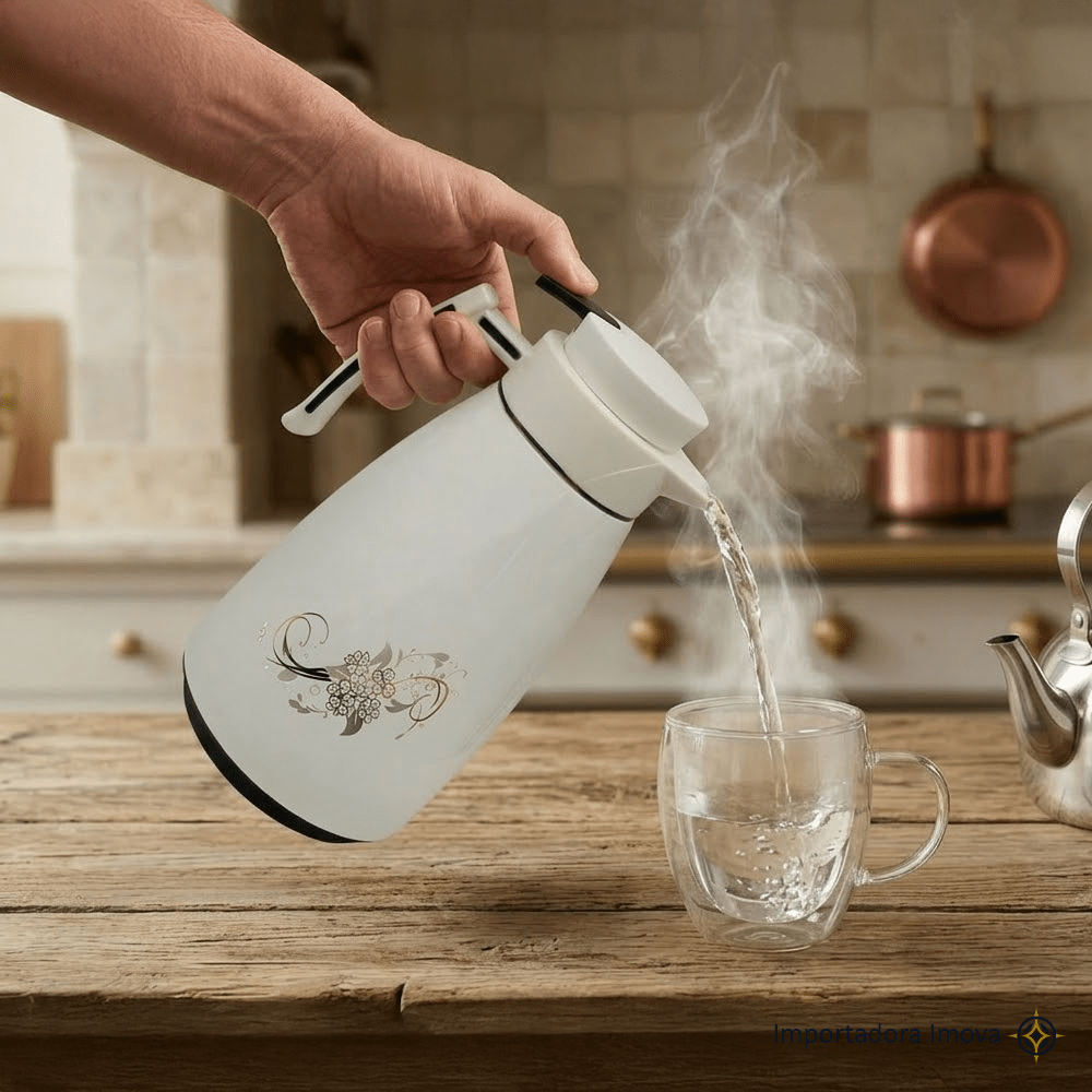 Termo con Filtro 2 Litros – Jarra Térmica de Vidrio con Diseño Decorativo - Imova.pe