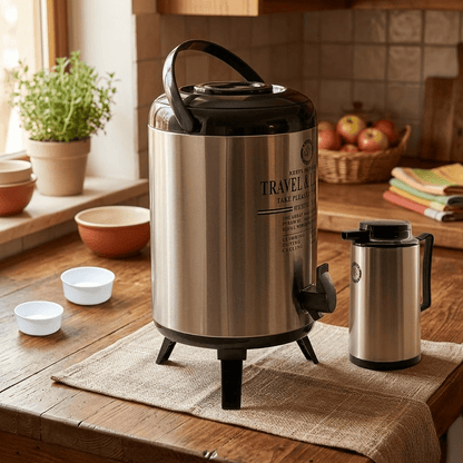 Termo Dispensador 10 Litros con Termo 1 Litro – Acero Inoxidable - Imova.pe