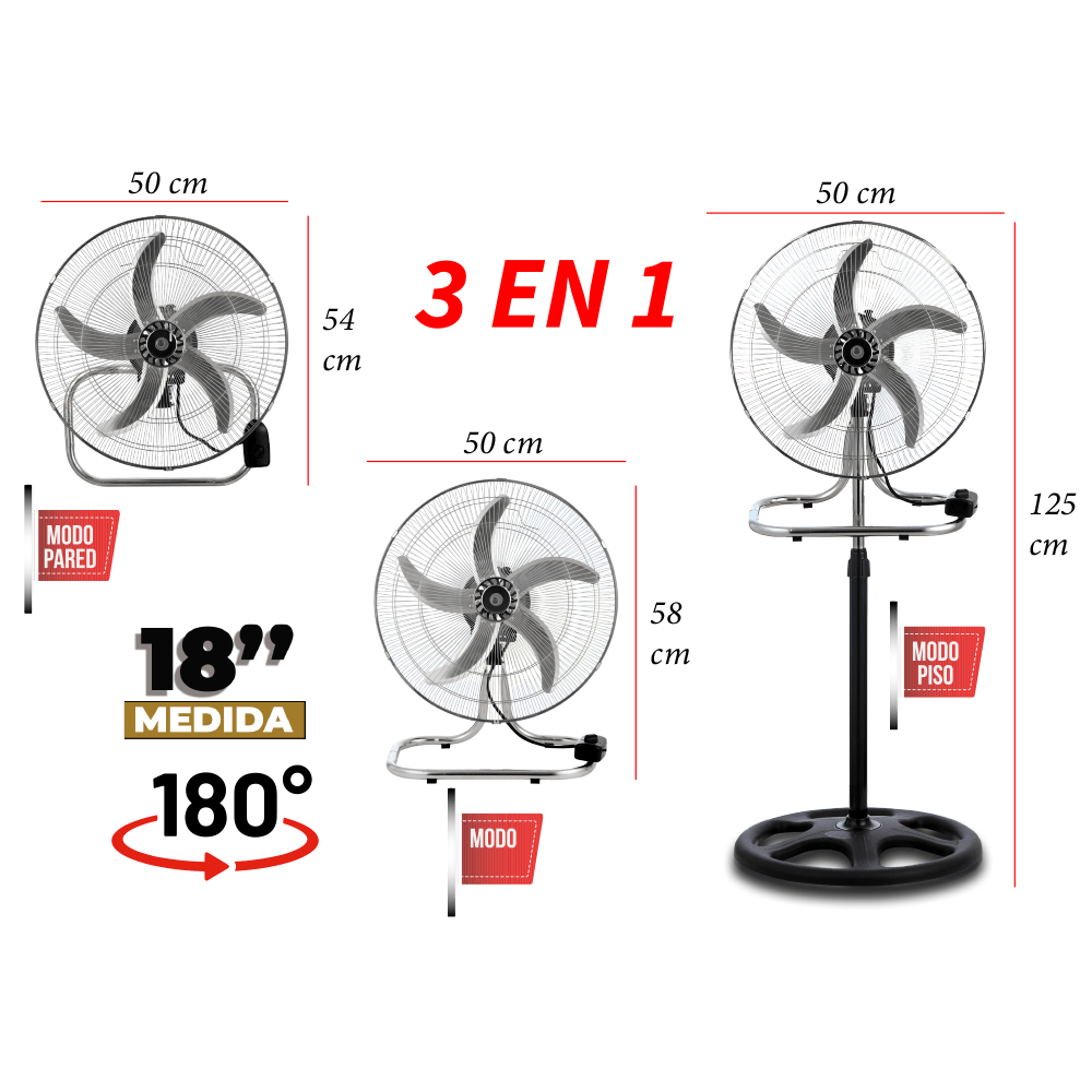 Ventilador 180° Multifuncional 3 en 1 - Motor de Cobre - Imova.pe