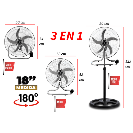 Ventilador 180° Multifuncional 3 en 1 - Motor de Cobre - Imova.pe